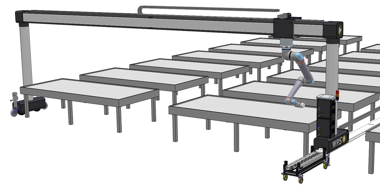 Gantry met robot arm voor WUR